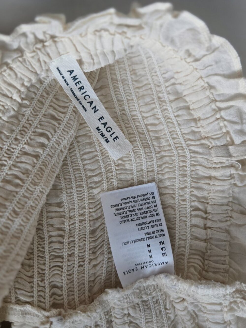 AE | Smocked Tie Side Button-Up Tank Top - Picture 4 of 5